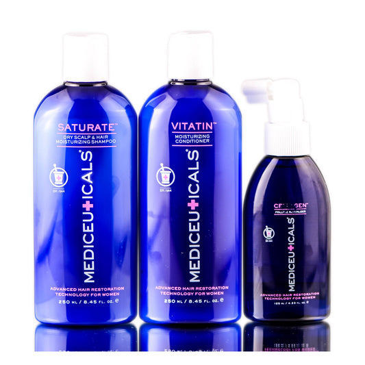 Mediceuticals Women's Hair Loss 3 Pc Kit - For Dry Scalp & Hair Therapy - Sharp Looks Salon
